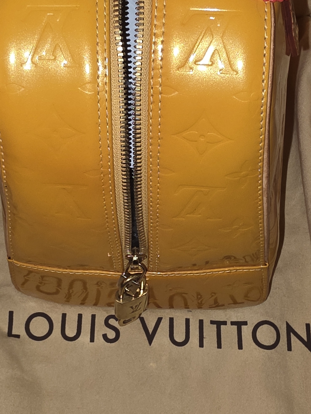 Louis Vuitton Yellow Monogram Vernis Thompkins Square Bowling Top Handle Tote - Picture 5 of 10
